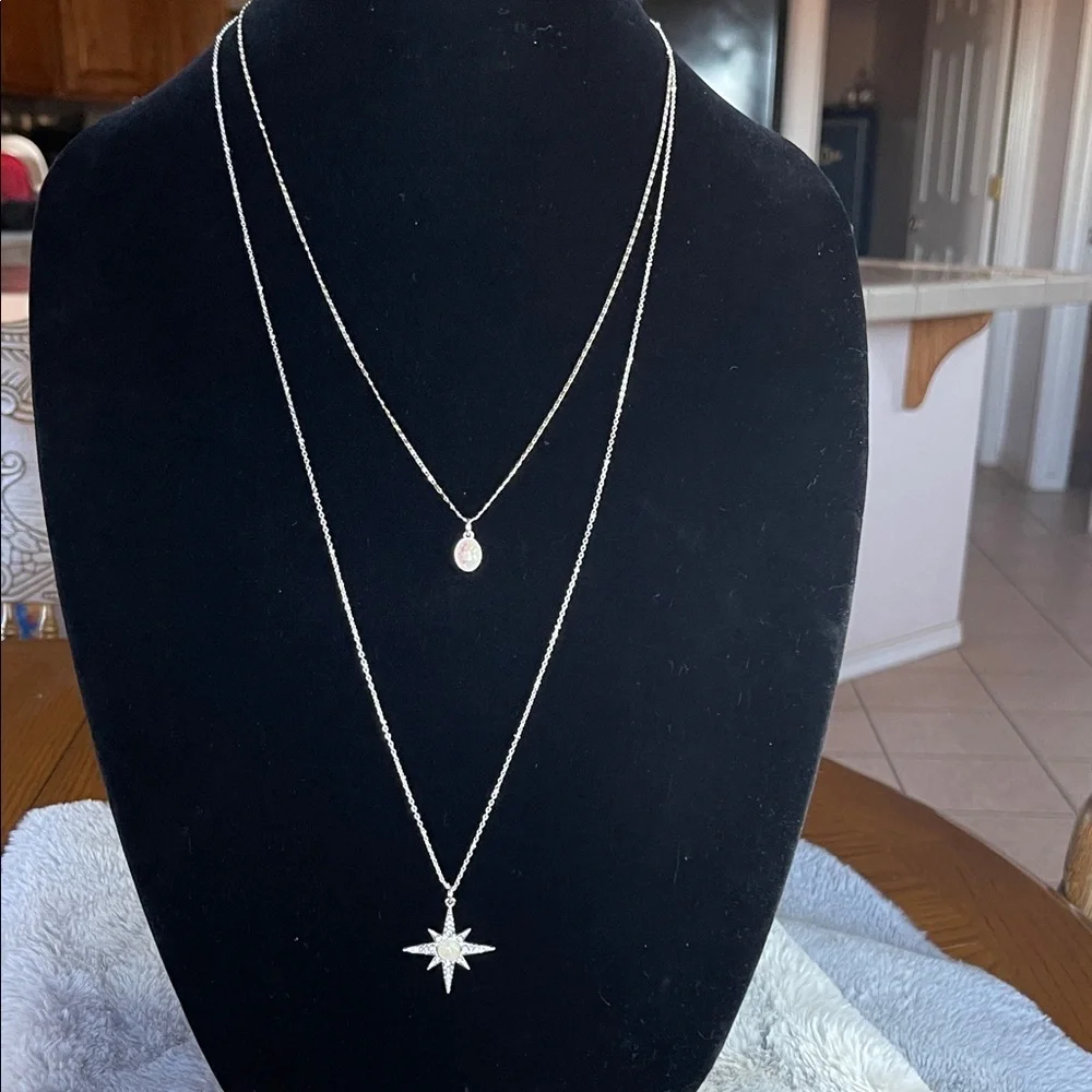 Liz Claiborne Silver Double Layer Star Necklace - Picture 6 of 6